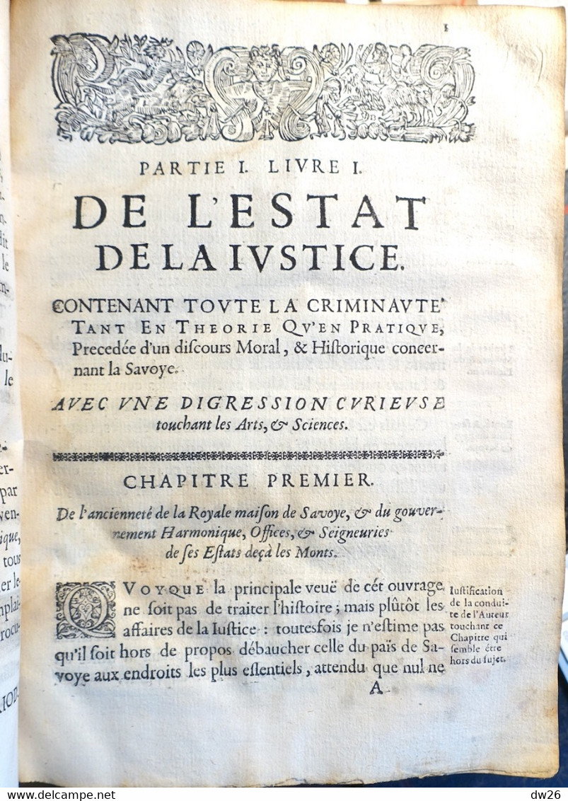 Livre Ancien: Estat De La Justice Ecclésiastique Et Séculière Du Pays De Savoie Par Charles Emmanuel De Ville 1674 - Antes De 18avo Siglo