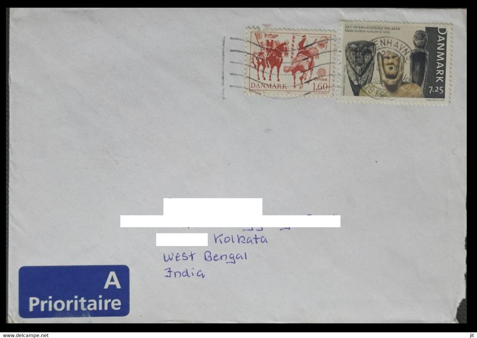 165.DENMARK USED AIRMAIL COVER TO INDIA WITH STAMPS ,EUROPA, HORSE. - Brieven En Documenten