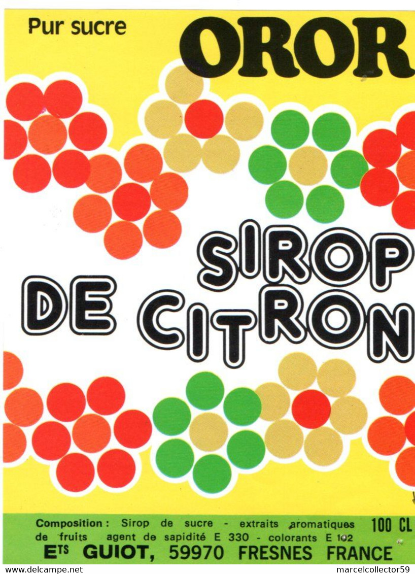 Etiquette Guiot - Sirop De Citron (59970 Fresnes) Be - Other & Unclassified