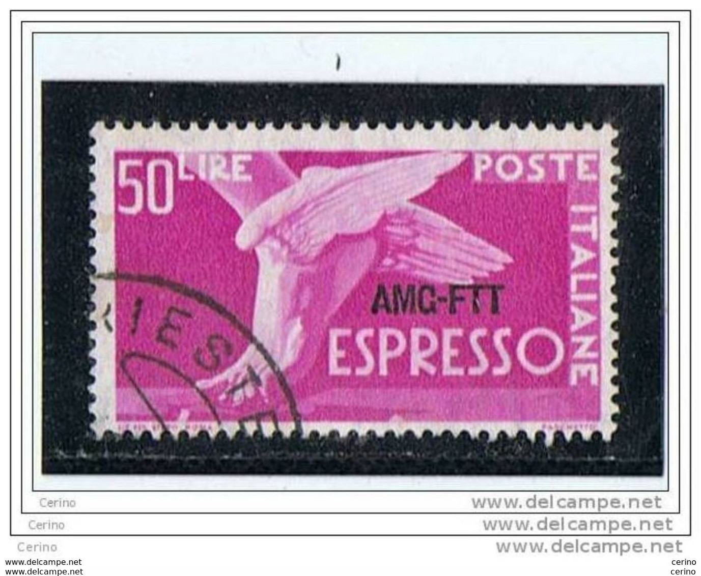 TRIESTE  A:  1953  EX. DEMOCRATICA  -  £. 50  ROSA  LILLA  US. -  FIL. R. III°  -  SASS. 7/I - Poste Exprèsse