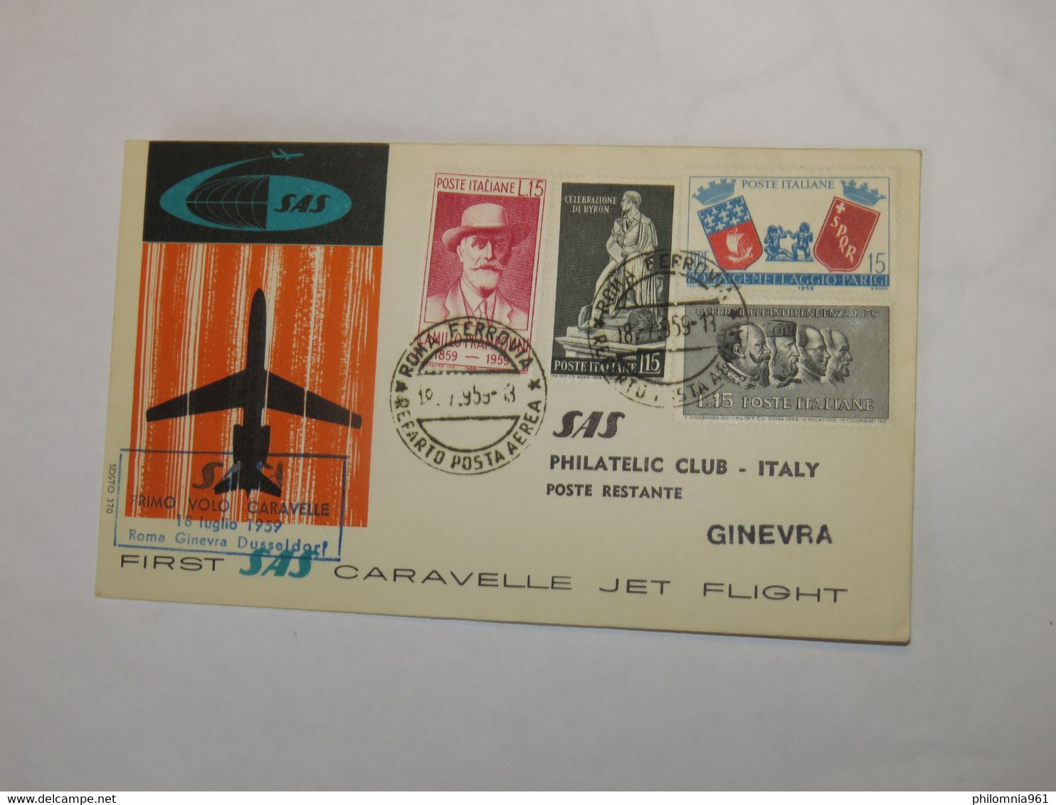 ITALY FIRST FLIGHT COVER ROME - GENEVA TO SWITZERLAND  1959 - Sin Clasificación