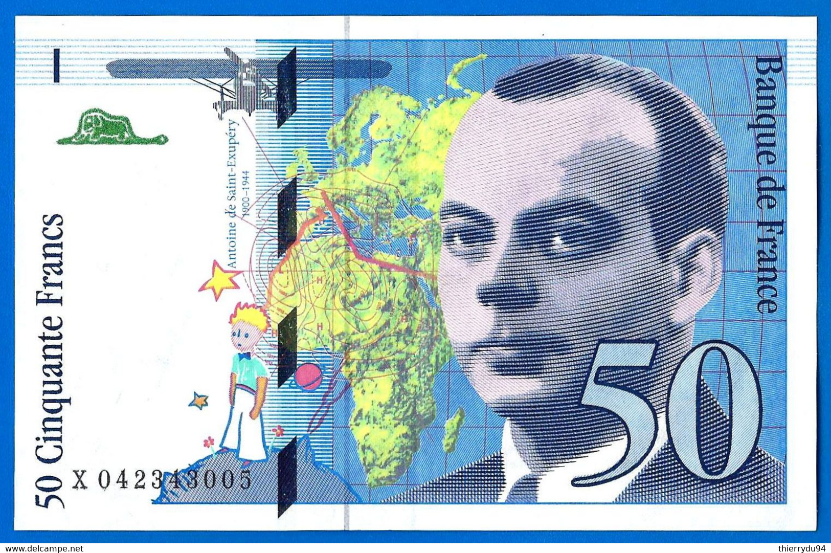 France 50 Francs 1997 Serie X Que Prix + Port Avion Bi Plan Saint Exupery Frcs Frc Paypal Bitcoin OK - 50 F 1992-1999 ''St Exupéry''