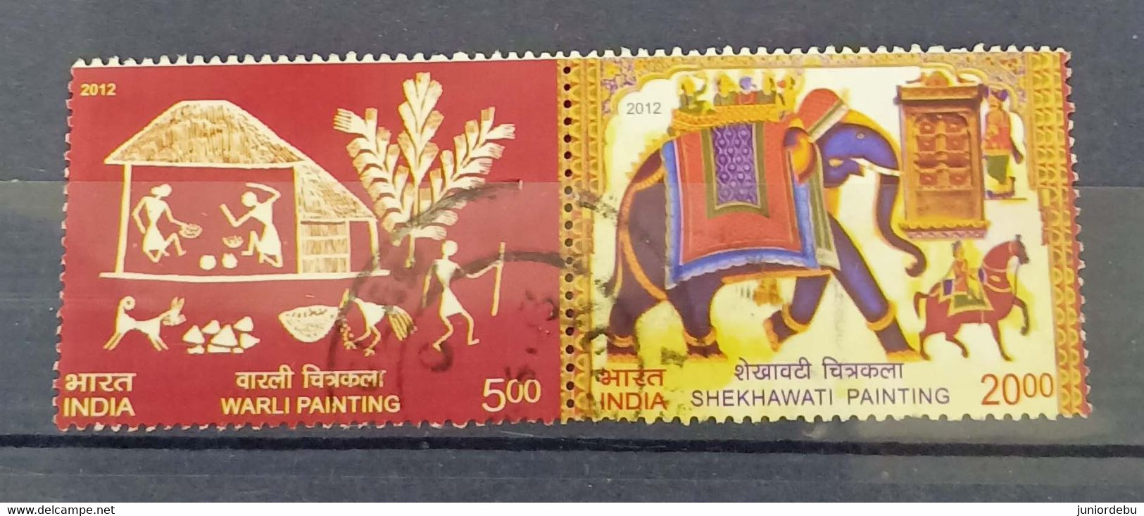 India - 2012 - Warli Painting And Shekhawati Painting - Se-tenant Set - Used - Nice Selection. - Gebruikt