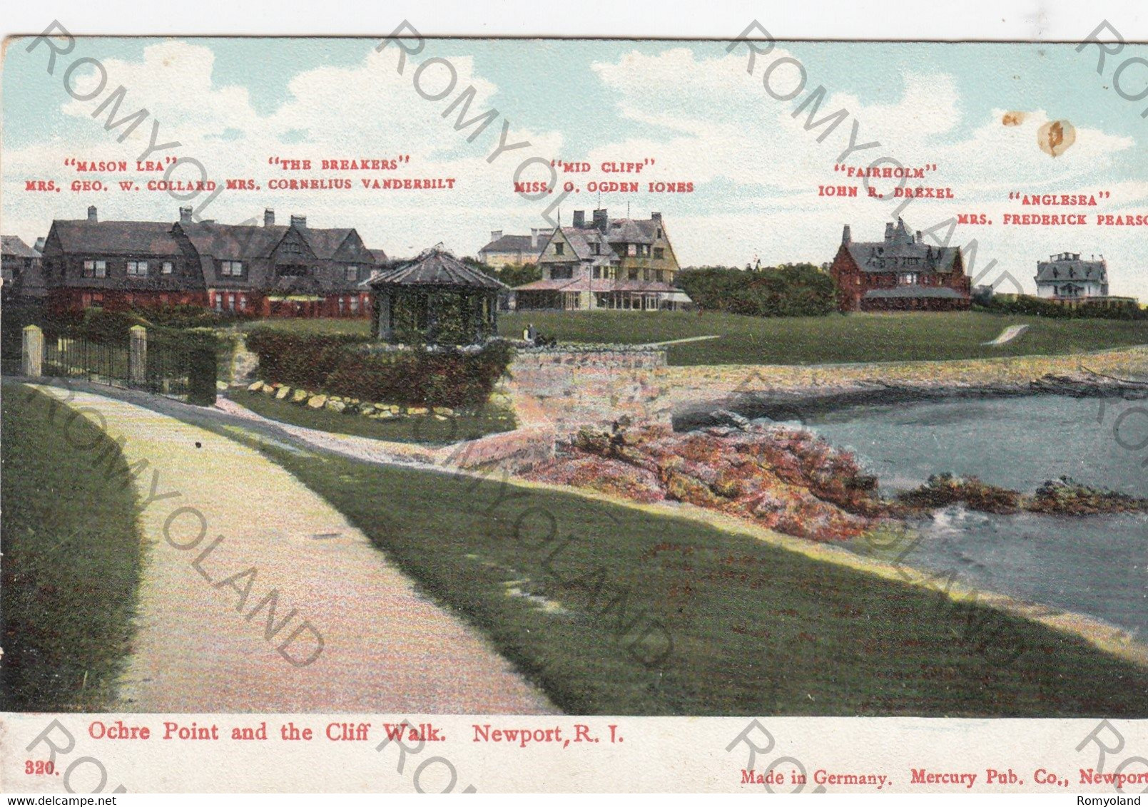 CARTOLINA  NEWPORT,RHODE ISLAND,STATI UNITI,OCHRE POINT AND THE CLIFF WALK,NON VIAGGIATA - Newport