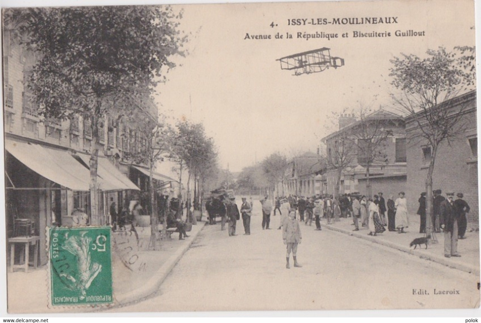 Cf - Rare  Cpa ISSY LES MOULINEAUX - Avenue De La République Et Biscuiterie Guillout (aviation, Avion) - Issy Les Moulineaux