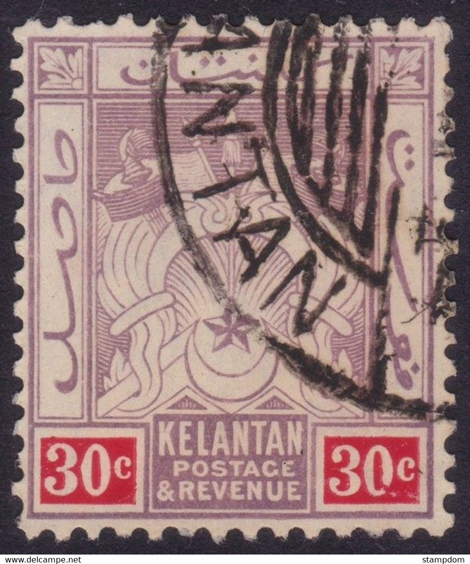 KELANTAN 30c Wmk.Crown MCA Sc#7 - USED @P532 - Kelantan