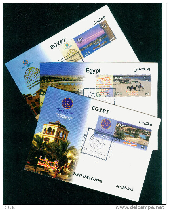 EGYPT / 2013 / TOURISM / UTOPIA RESORT ; MARSA ALAM ( RED SEA ) / HURGHADA  : MAKADI & SAHL HASHEESH / FDC - Lettres & Documents