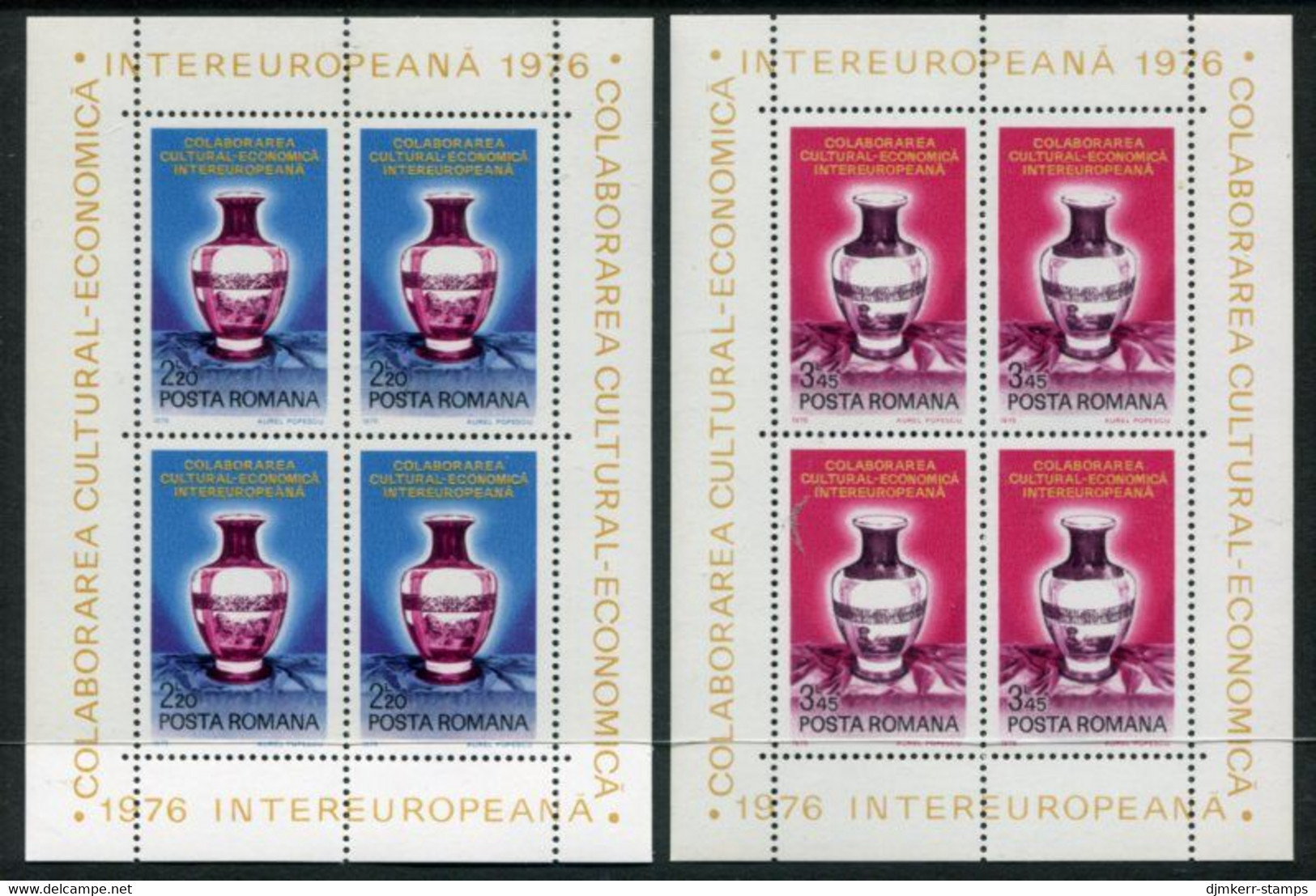 ROMANIA 1976 INTEREUROPA  Blocks MNH / **.  Michel Block 133-34 - Unused Stamps