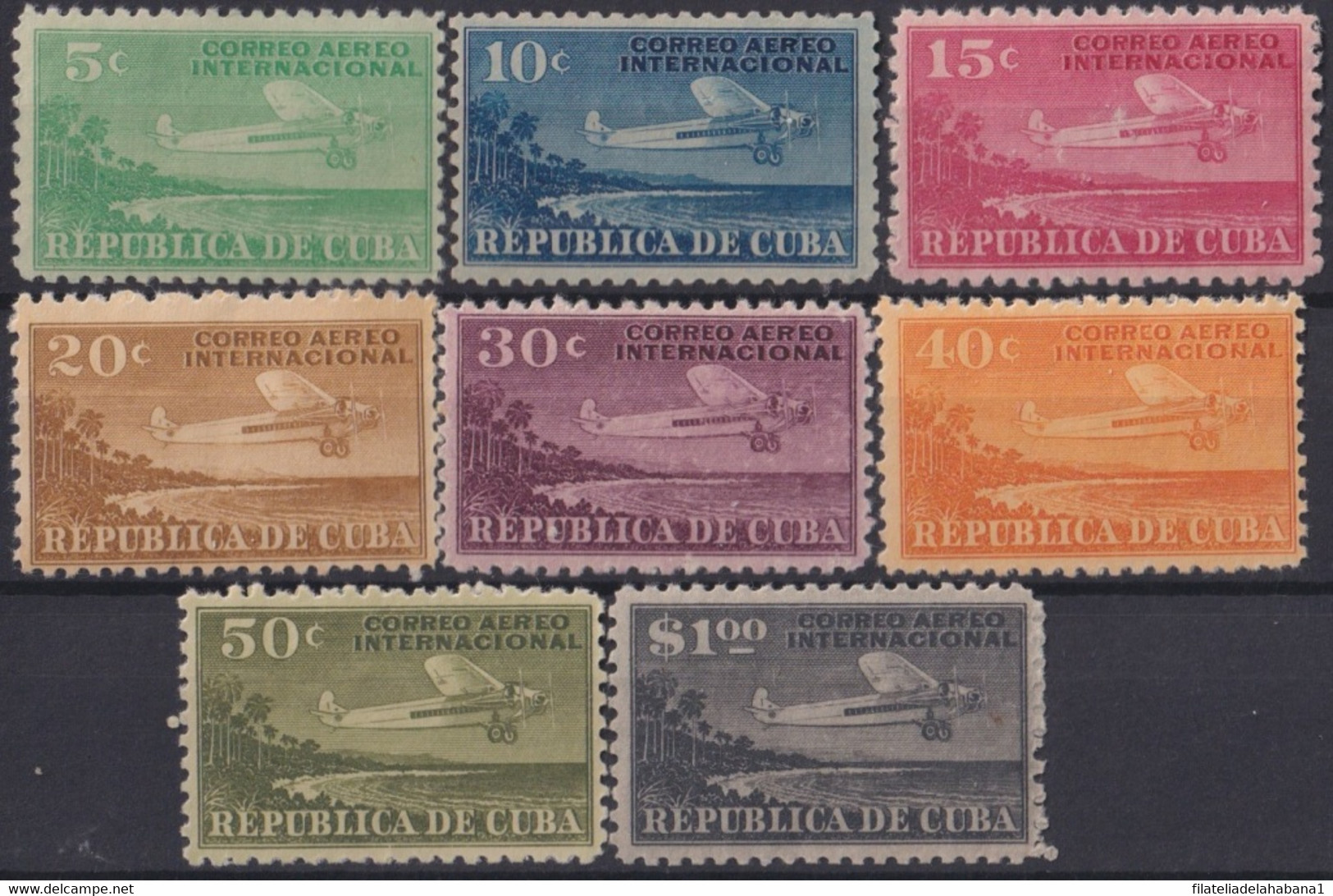 1930-90 CUBA 1930 MLH INTERNATIONAL AIRMAIL AVION AIRPLANE SET ORIGINAL GUM. - Nuovi
