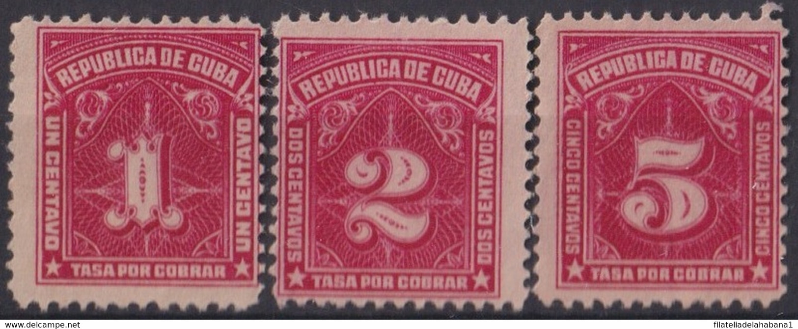 1914-162 CUBA REPUBLICA 1914 TASA POR COBRAR POSTAGE DUE COMPLETE SET NO GUM. - Unused Stamps