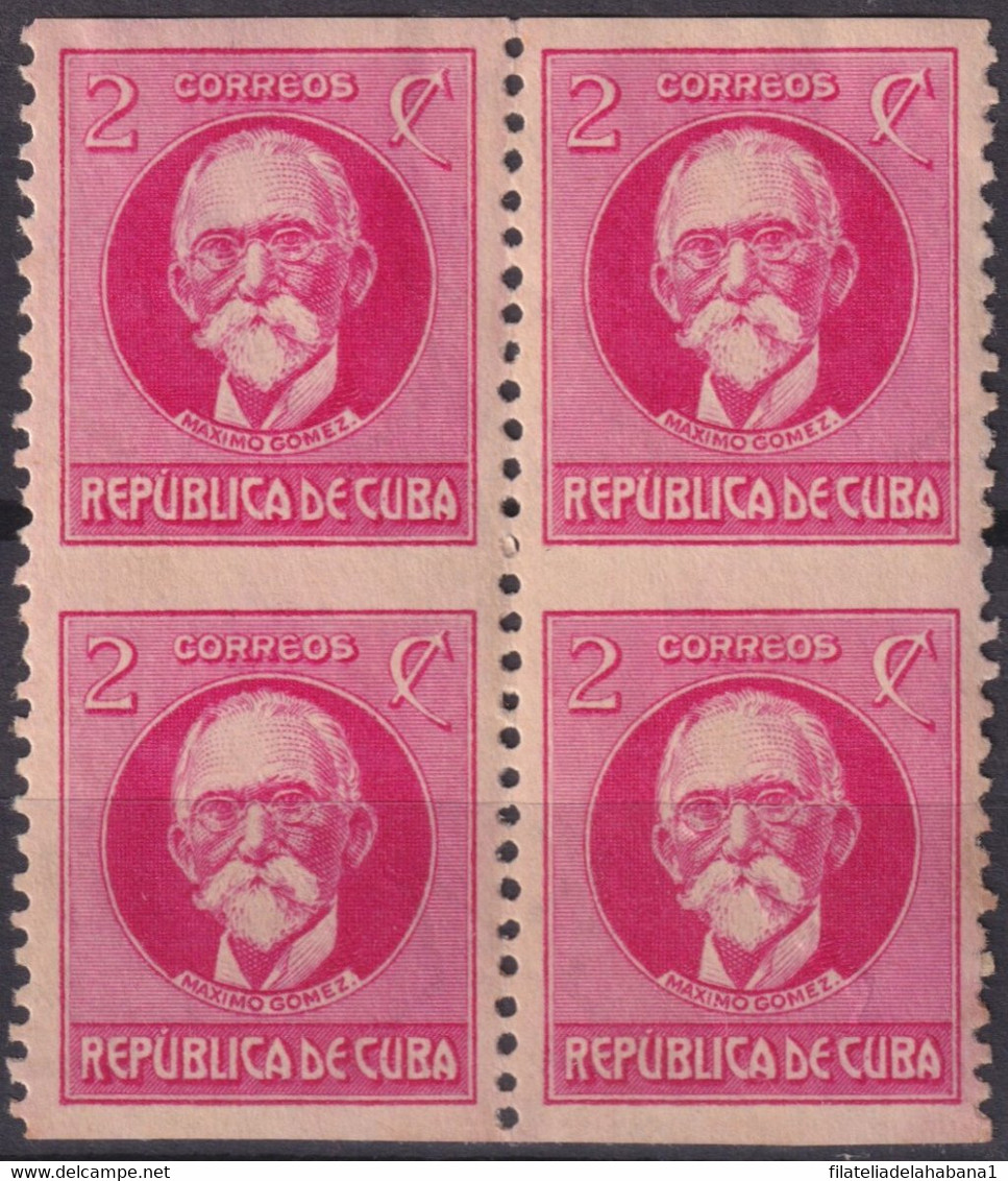 1917-386 CUBA REPUBLICA 1917 2c PATRIOT MAXIMO GOMEZ BL4 FORGERY PERFORATION ORIGINAL GUM. - Ongebruikt