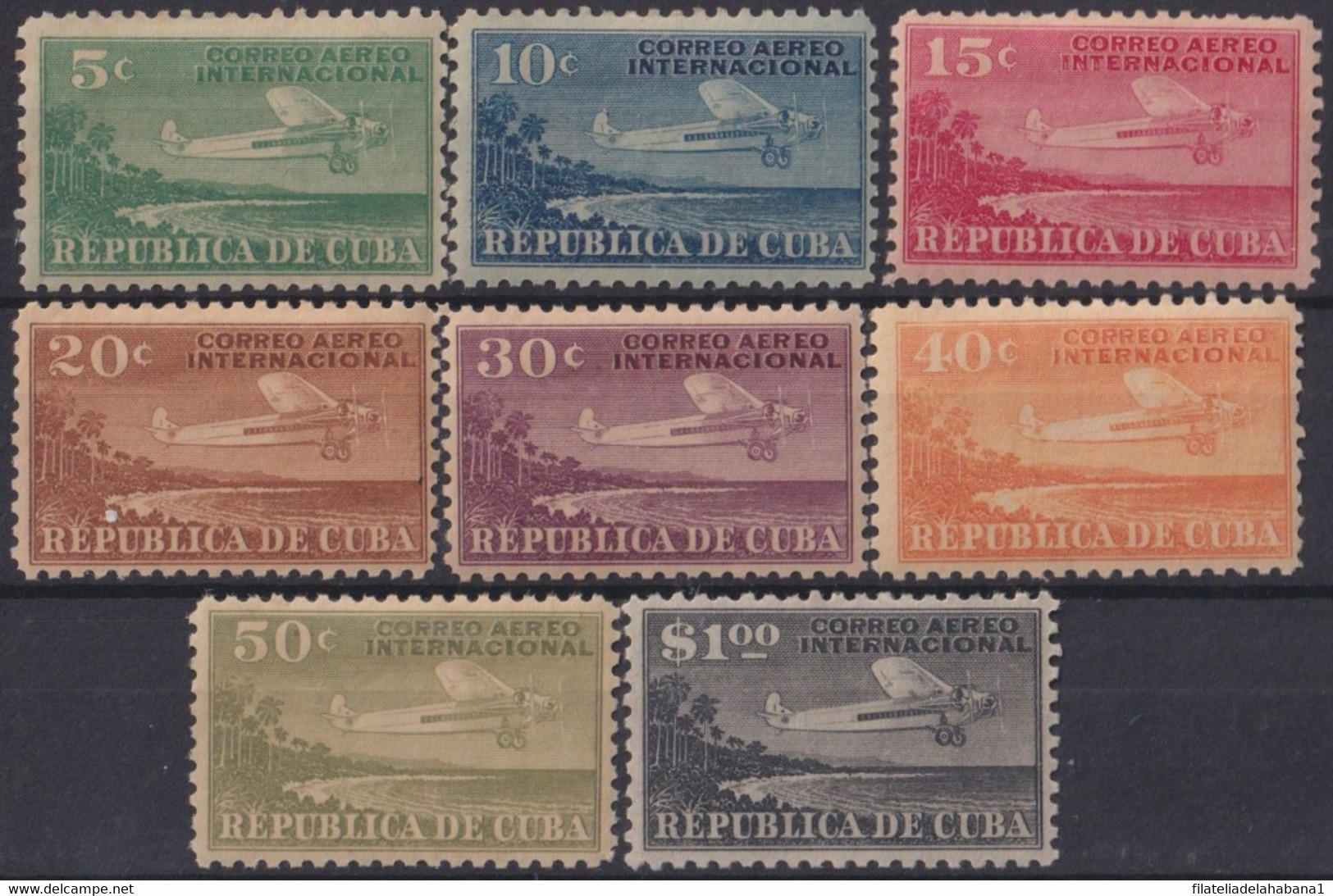 1930-89 CUBA 1930 MH INTERNATIONAL AIRMAIL AVION AIRPLANE SET ORIGINAL GUM. - Ungebraucht