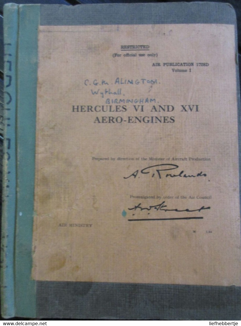 Hercules VI And XVI Aero-engines - For Official Use Only - Air Ministry - Vliegtuigen Vliegtuigmotoren - Aviazione