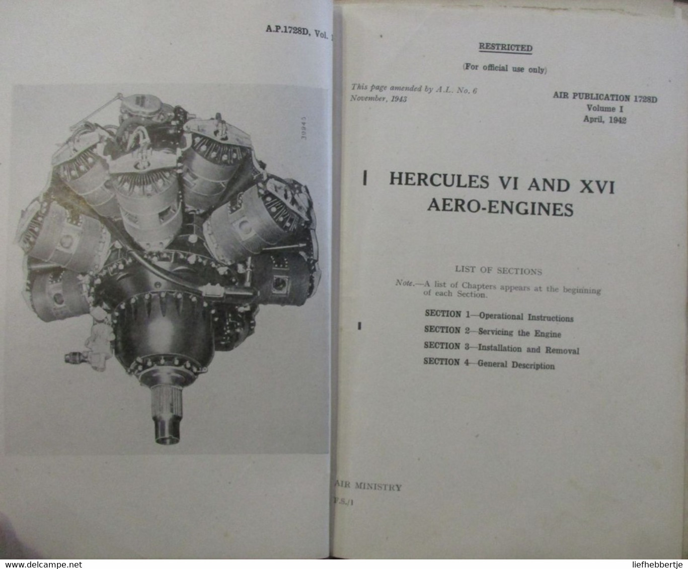 Hercules VI And XVI Aero-engines - For Official Use Only - Air Ministry - Vliegtuigen Vliegtuigmotoren - Aviazione