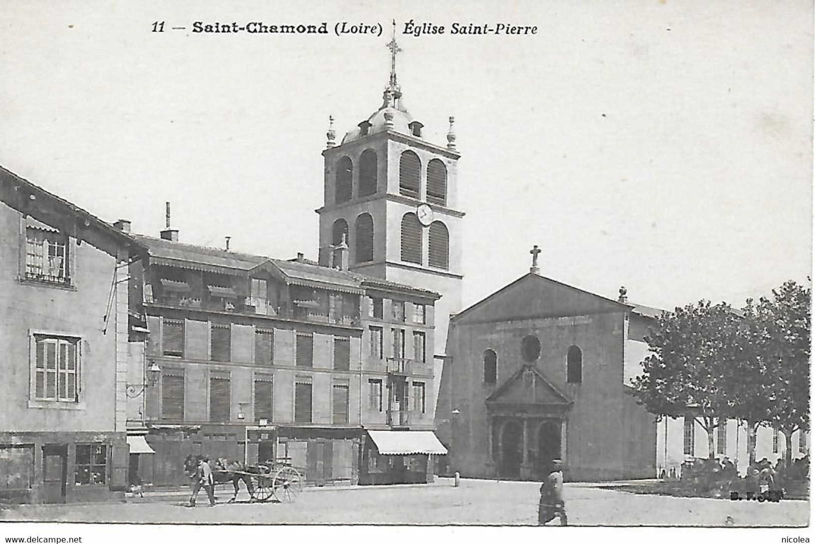 42 - SAINT CHAMOND - église Saint Pierre - CPA Animée Bon  état - Saint Chamond