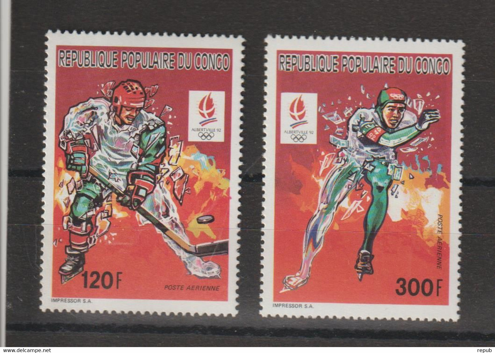 Congo 1990 JO Albertville PA 400-1, 2 Val ** MNH - Ungebraucht