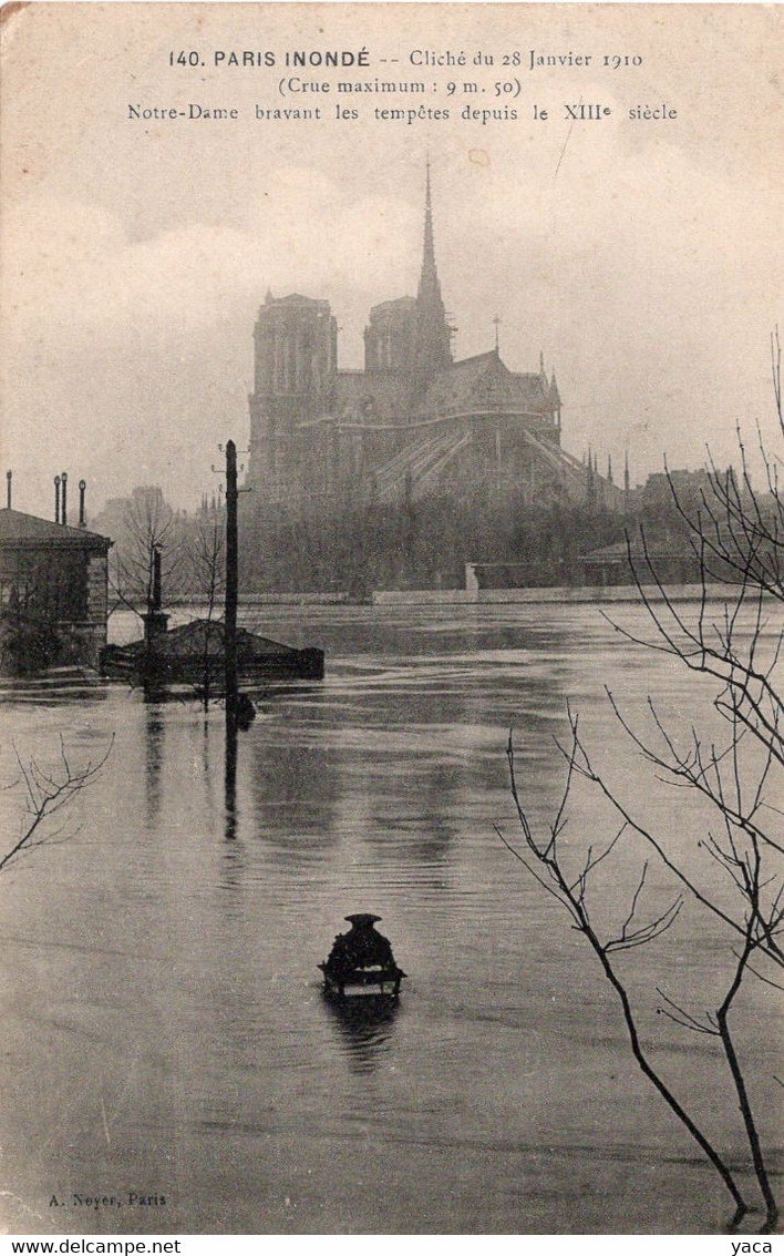 Paris Inondé 1910 Notre Dame Bravant Les Tempêtes - Inondations