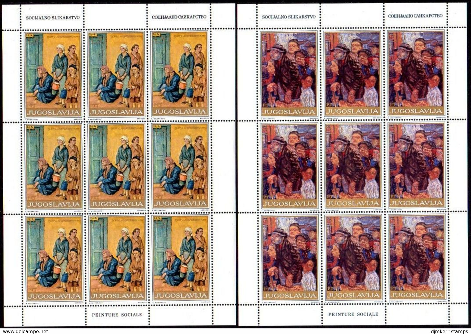 YUGOSLAVIA 1975 Social Paintings  Sheetlets MNH / **.  Michel 1621-26 - Blocks & Sheetlets