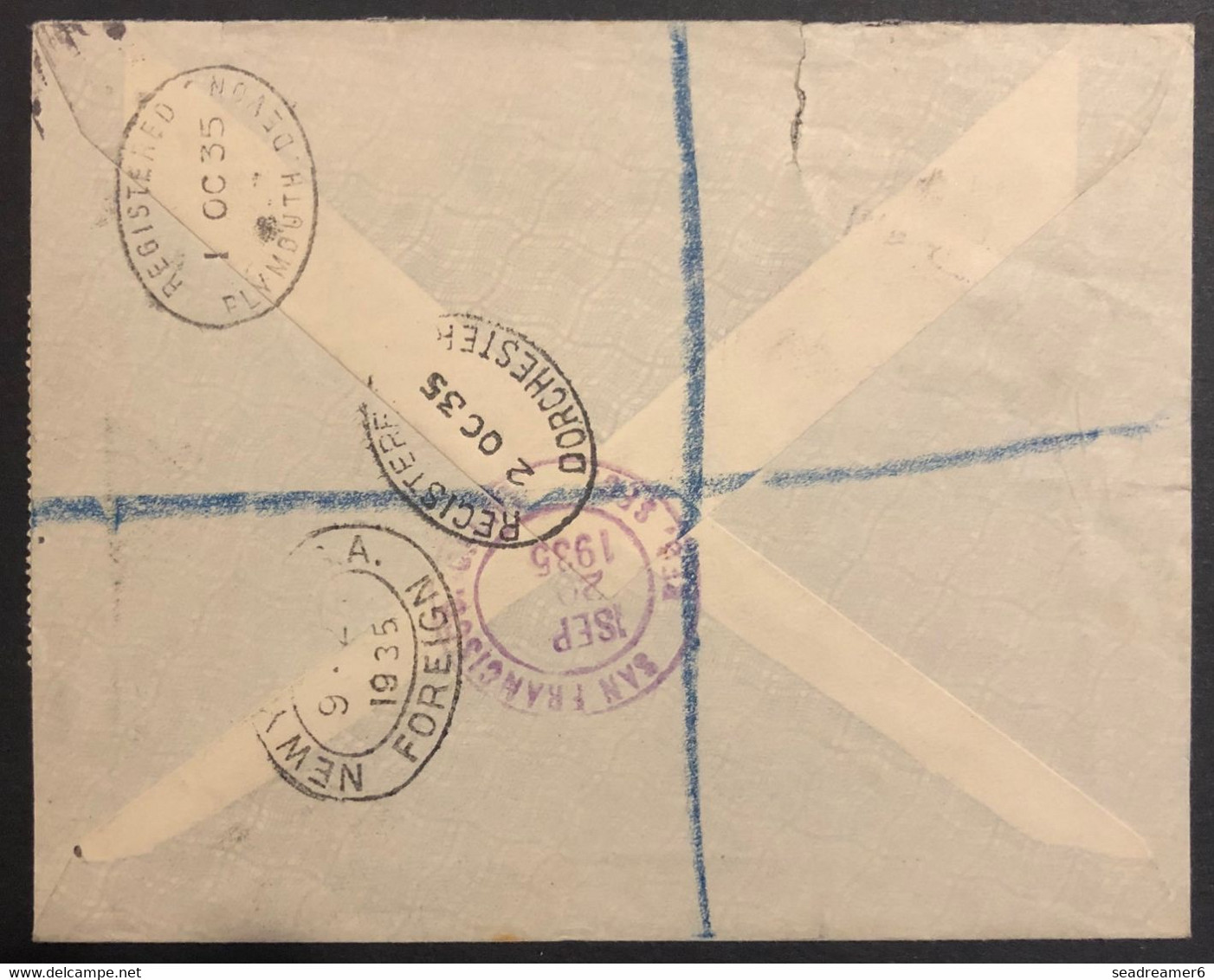 Océanie Lettre Recommandée TAHITI 1935 N°93, 99, 106 X2 & 69 Oblitérés De Papeete Pour Dorchester Angleterre TTB - Storia Postale