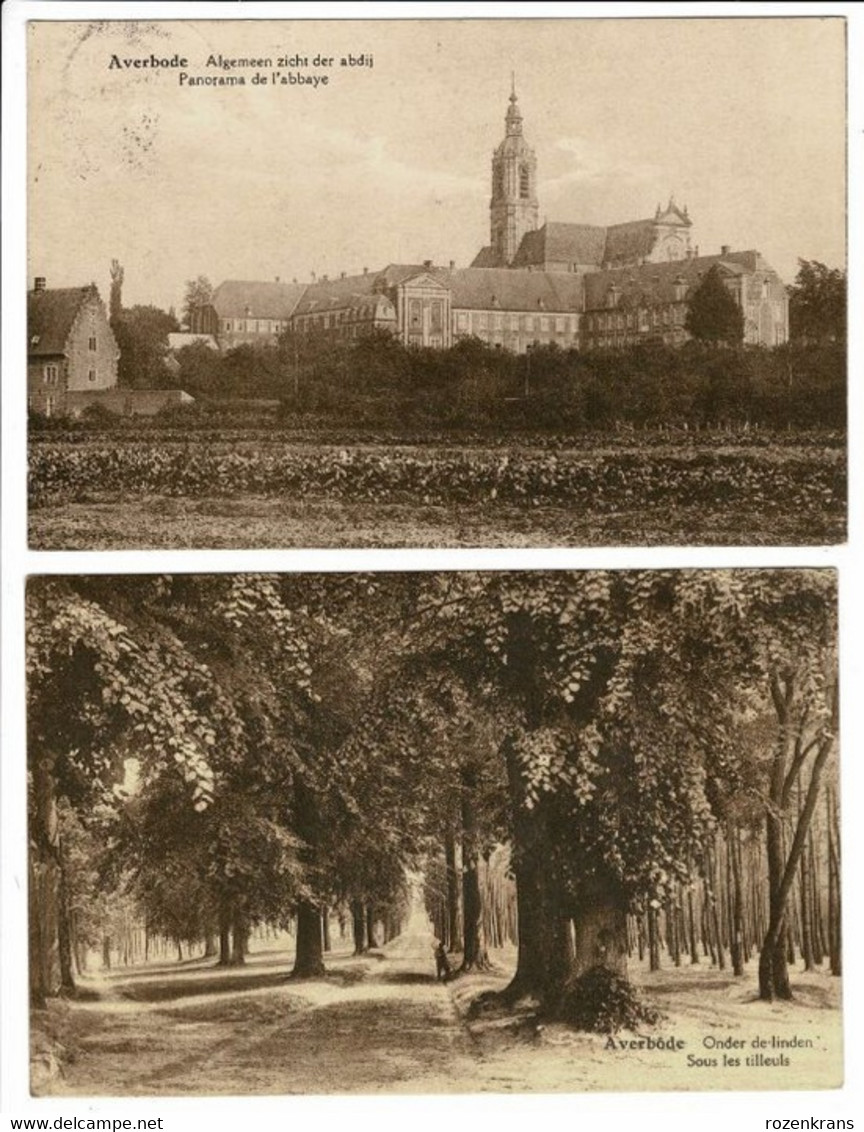 Lotje Van 2 Postkaarten Averbode Panorama Zicht Der Abdij Onder De Linden (In Zeer Goede Staat) - Scherpenheuvel-Zichem