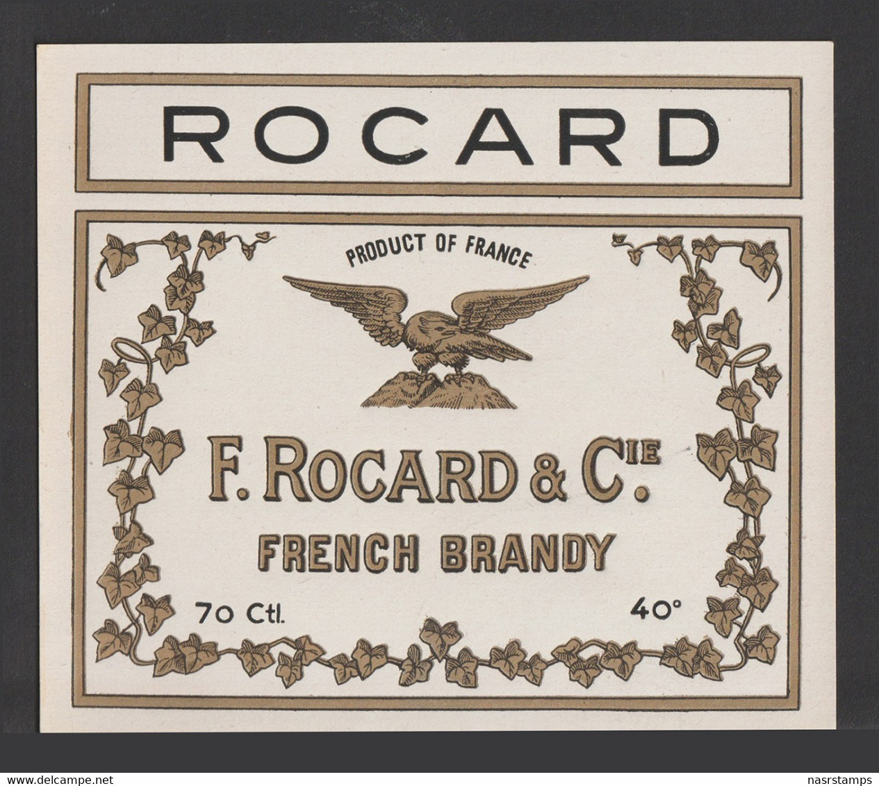 Egypt - RARE - Vintage Label - ( F. Rocard $ Cie. - French Brandy ) - Briefe U. Dokumente