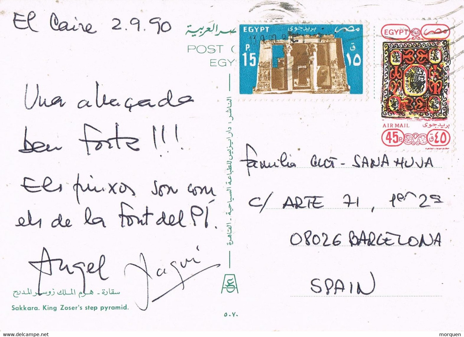 42909. Postal Aerea EL CAIRO (Egypt) 1990. Egyptology. Piramide De Sakkara - Cartas & Documentos