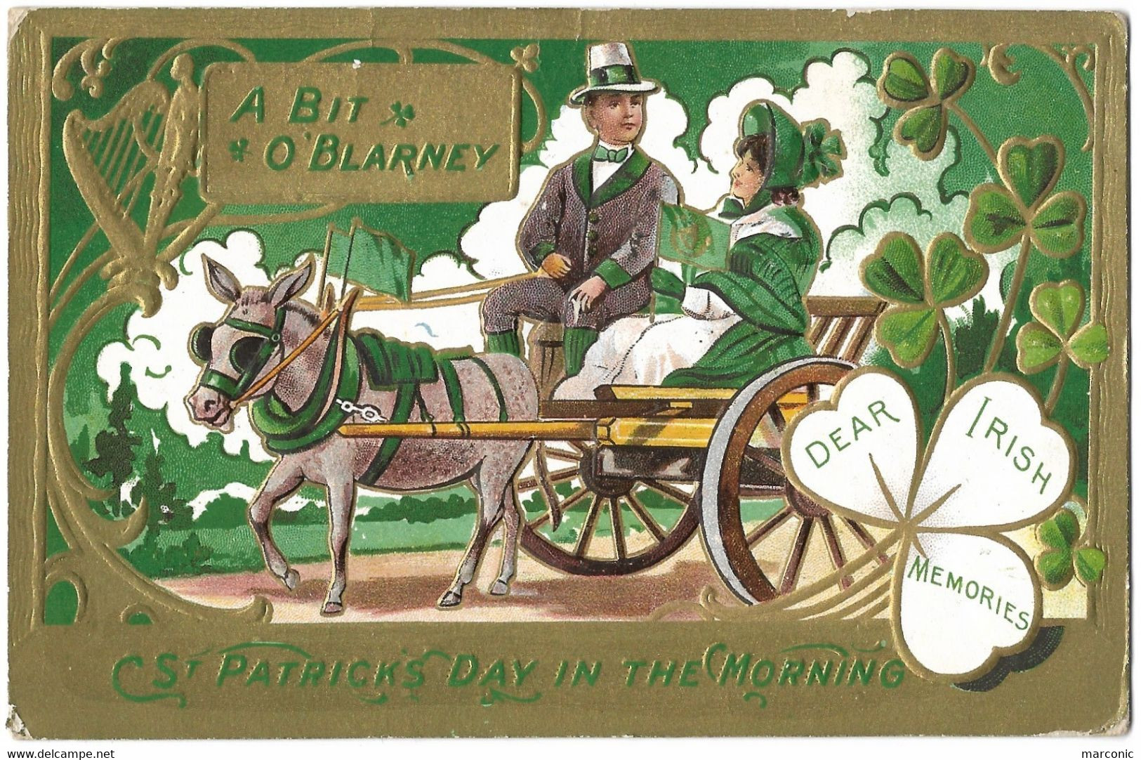 ST PATRICK'S DAY IN THE MORNING, A Bit O'Blarney - Gaufrée Embossed, Cab Trèfles - Saint-Patrick