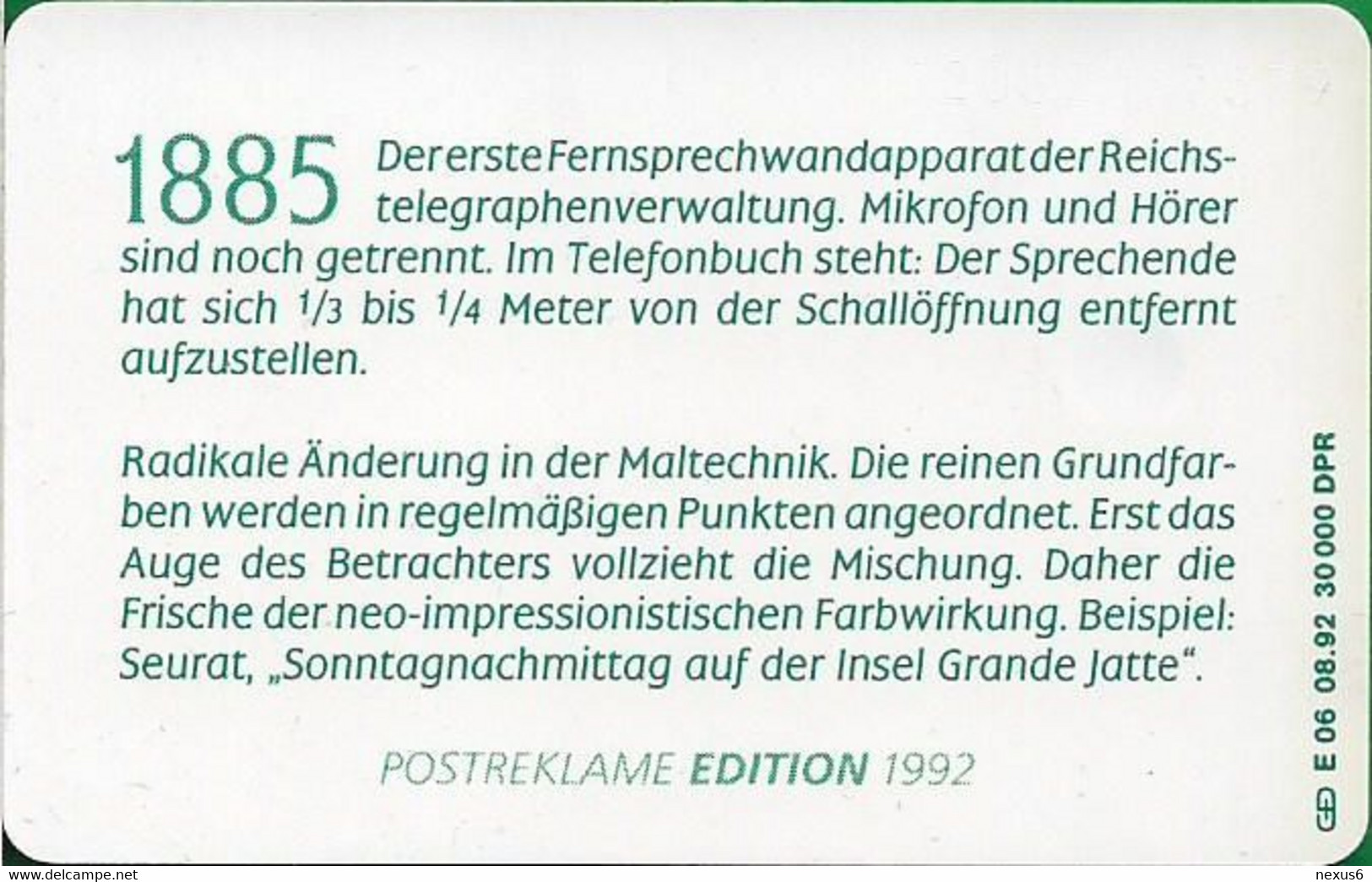 Germany - Alte Telefonapparate 2 - Fernsprechwandapparat (1885) - E 06/08.92 - 12DM, 30.000ex, Mint - E-Series : Edición Del Correo Alemán