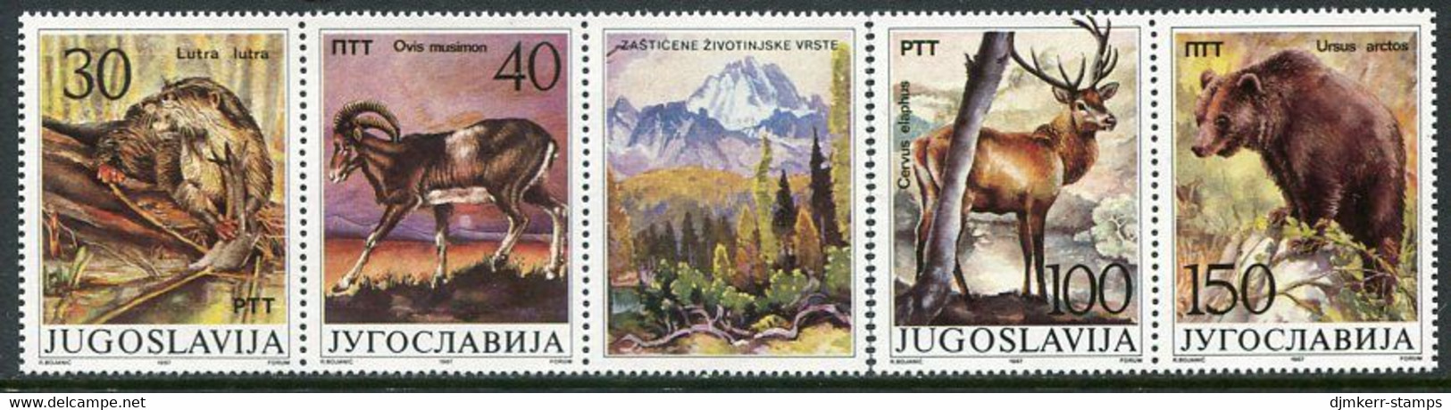 YUGOSLAVIA 1987 Protected Mammals Strip MNH / **.  Michel 2206-09 - Unused Stamps