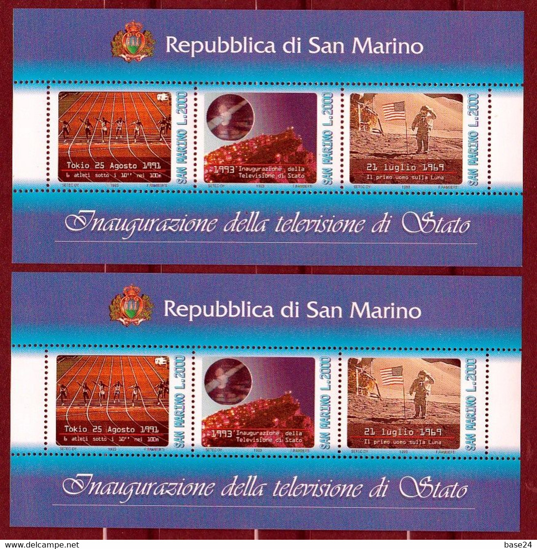 1993 San Marino Saint Marin TELEVISIONE Di STATO 2 Foglietti MNH** 2 Souv.sheets - Blocchi & Foglietti