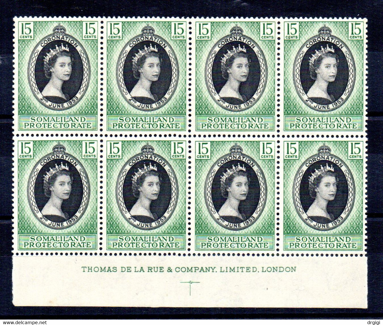 SOMALILAND 1953 QEII - BLOCCO DI 8 Sc 127 SG 136 MNH** BDF - Somaliland (Protectorate ...-1959)