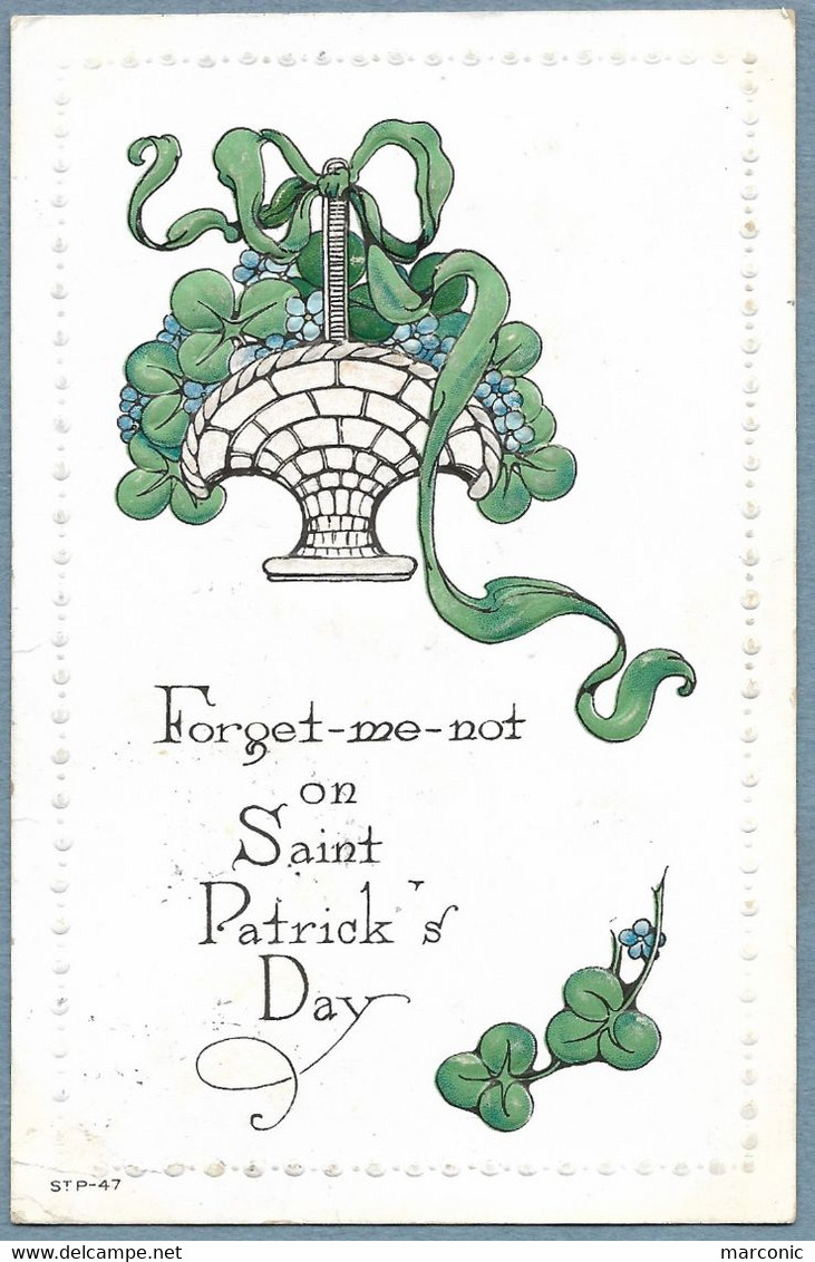 ST PATRICK'S DAY - Gaufrée Embossed, Forget Me Not - Corbeille - Saint-Patrick