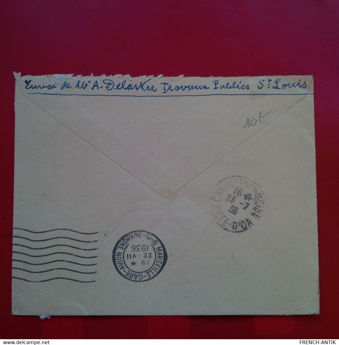 LETTRE SENEGAL POUR CHATILLON SUR SEINE POSTE AERIENNE 1936 - Lettres & Documents