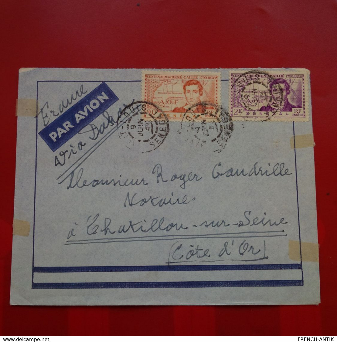 LETTRE A.O.F ST LOUIS SENEGAL POUR CHATILLON SUR SEINE POSTE AERIENNE 1936 - Lettres & Documents