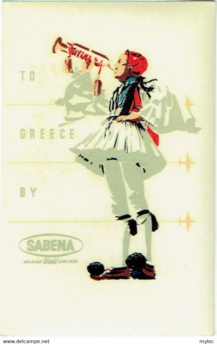 SABENA. Etiquette à Bagages. Luggage Label. To Greece. - Aufklebschilder Und Gepäckbeschriftung