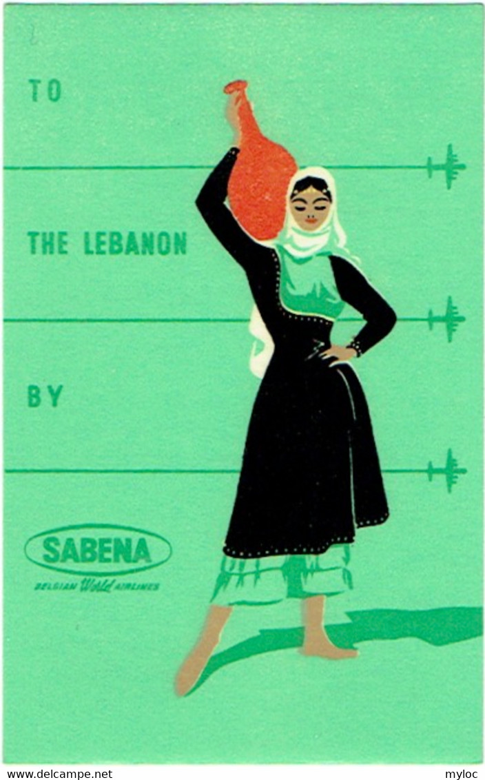 SABENA. Etiquette à Bagages. Luggage Label. To The Lebanon. - Aufklebschilder Und Gepäckbeschriftung