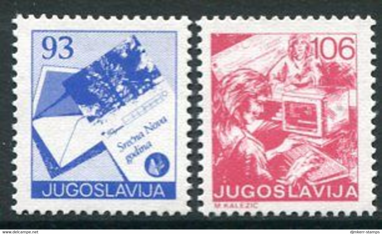 YUGOSLAVIA 1987 Postal Services Definitive 93 D., 106 D. MNH / **.  Michel 2255-56 - Ungebraucht