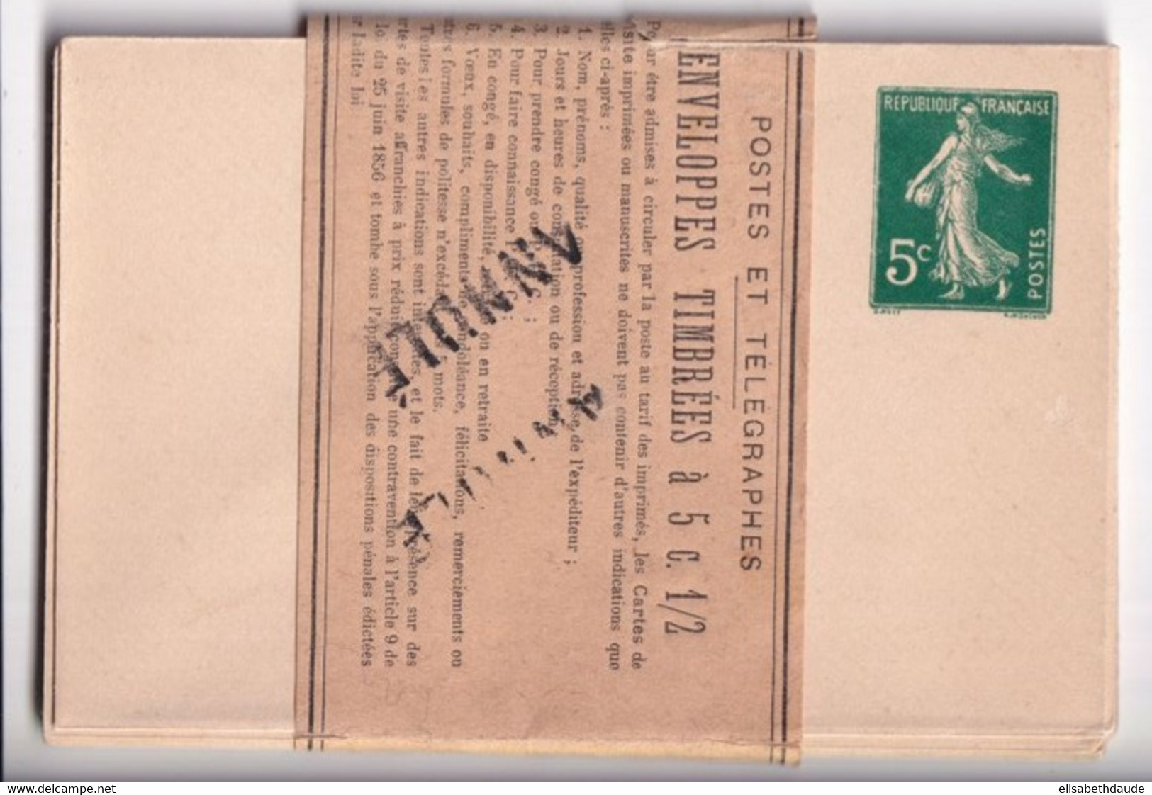 1907 - 8 ENVELOPPES ENTIER SEMEUSE Sous BANDE ! "ANNULE" !! - Standard Covers & Stamped On Demand (before 1995)