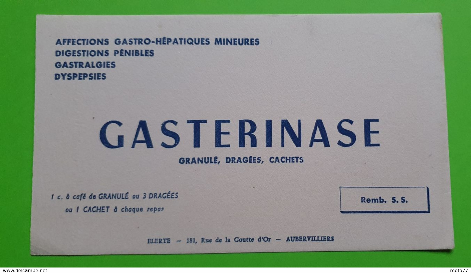 Buvard 937 - Laboratoire - GASTERINASE - Etat D'usage : Voir Photos- 21x12 Cm Environ - Vers 1950 - Produits Pharmaceutiques