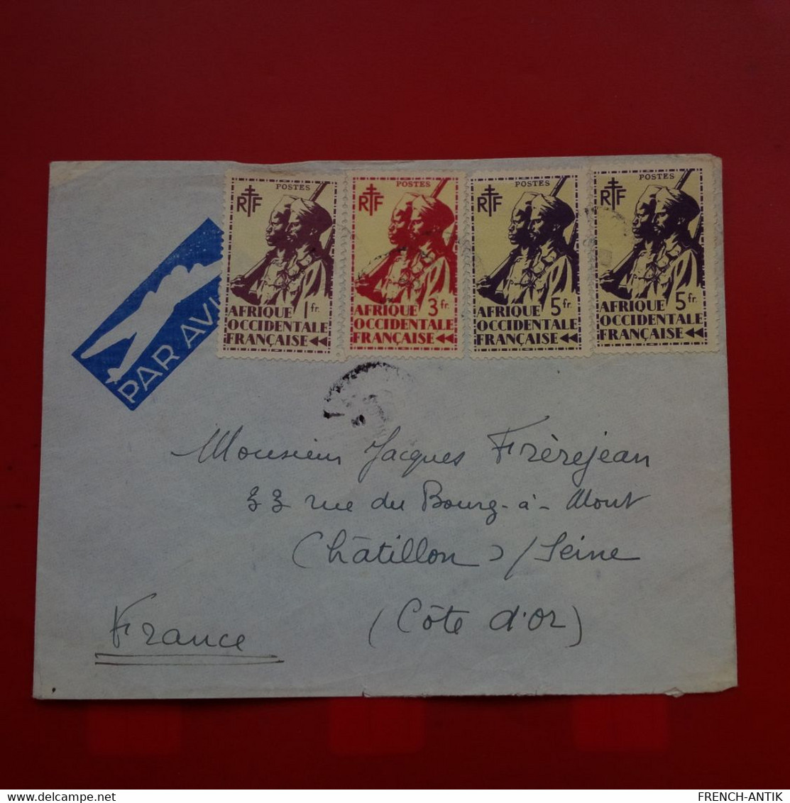LETTRE POSTE AERINNE A.O.F POUR CHATILLON SUR SEINE - 1927-1959 Cartas & Documentos