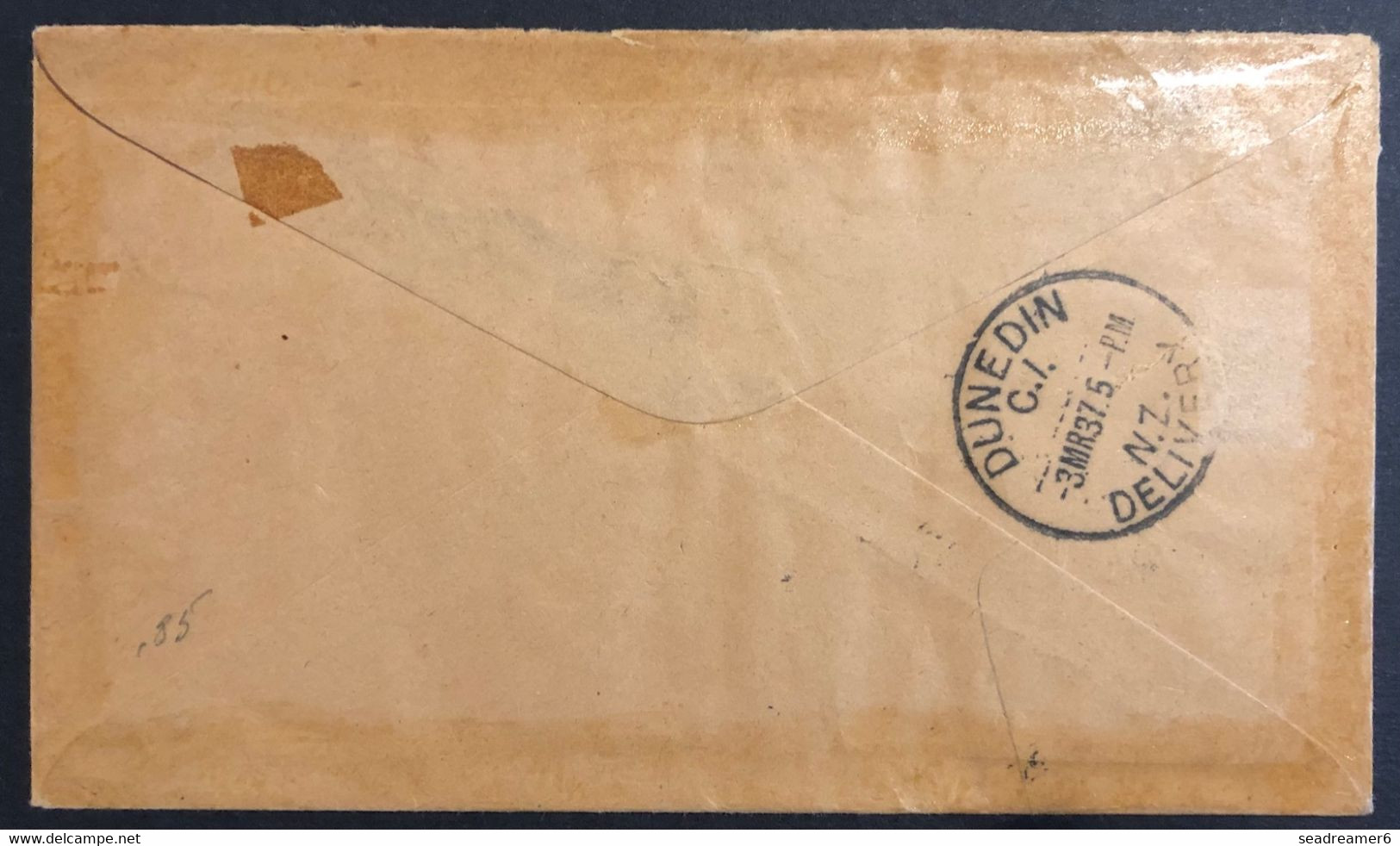 Océanie Lettre Recommandée TAHITI 1937 N°93 X2 Oblitérés De Papeete Pour DUNEDIN Nouvelle Zelande + Timbre Taxe 2d RR - Storia Postale