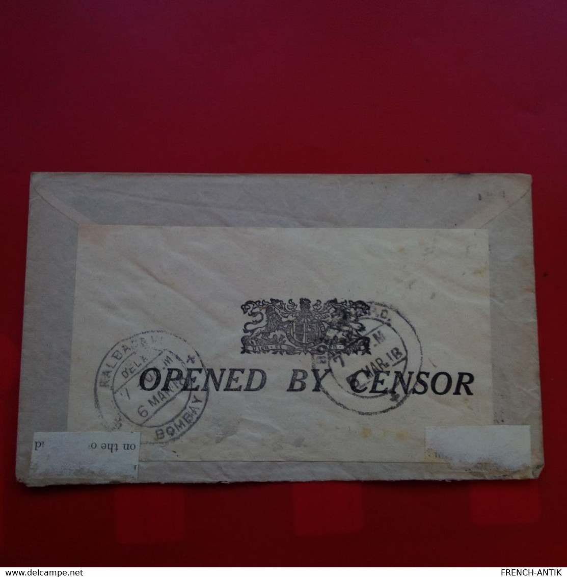 LETTRE EGYPTE PORT SAID POUR BOMBAY CENSOR CENSURE 1918 - 1915-1921 Protectorat Britannique