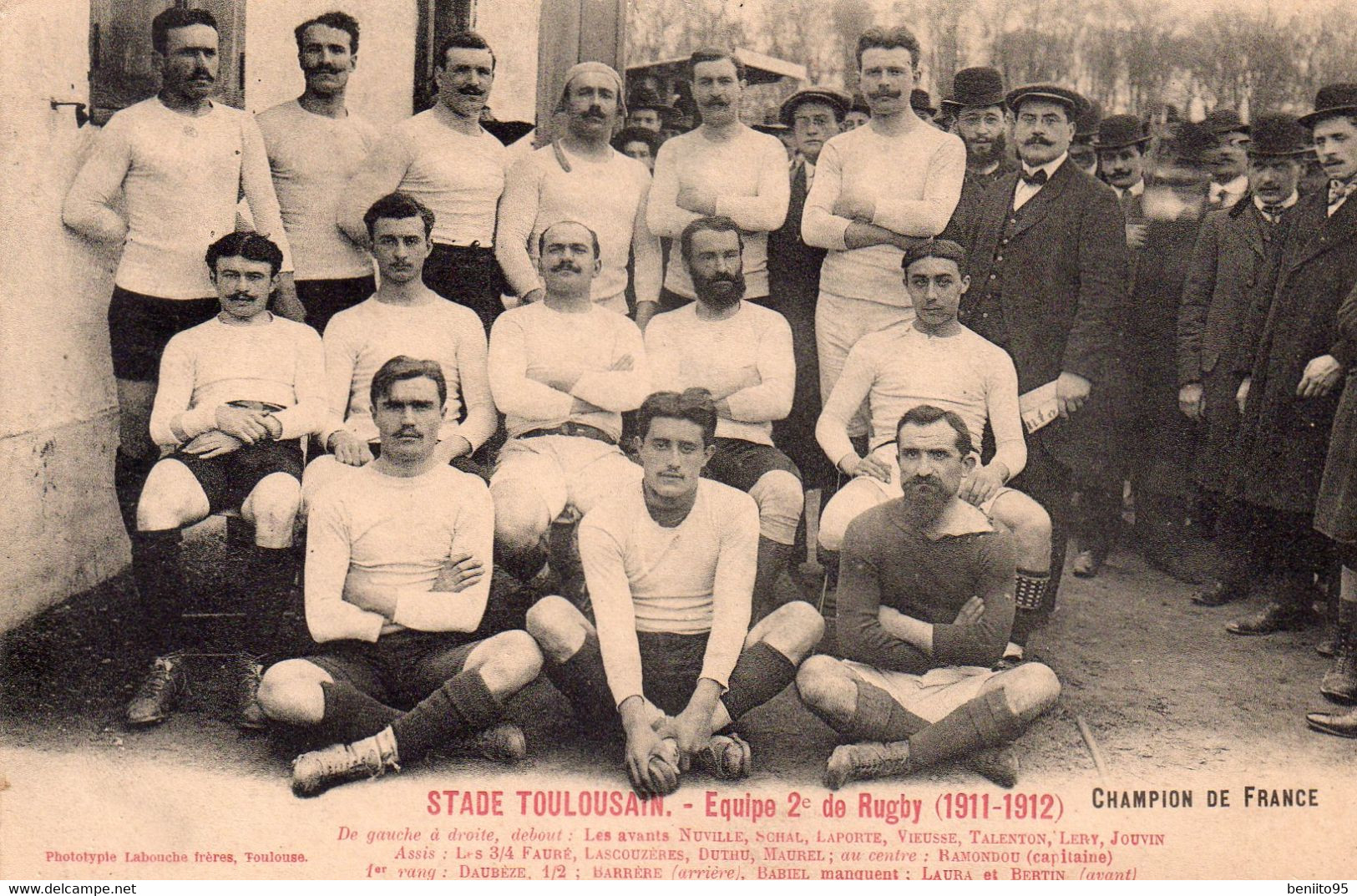 CPA De L'équipe 2ème De Rugby Du STADE-TOULOUSAIN 1911-12. - Rugby