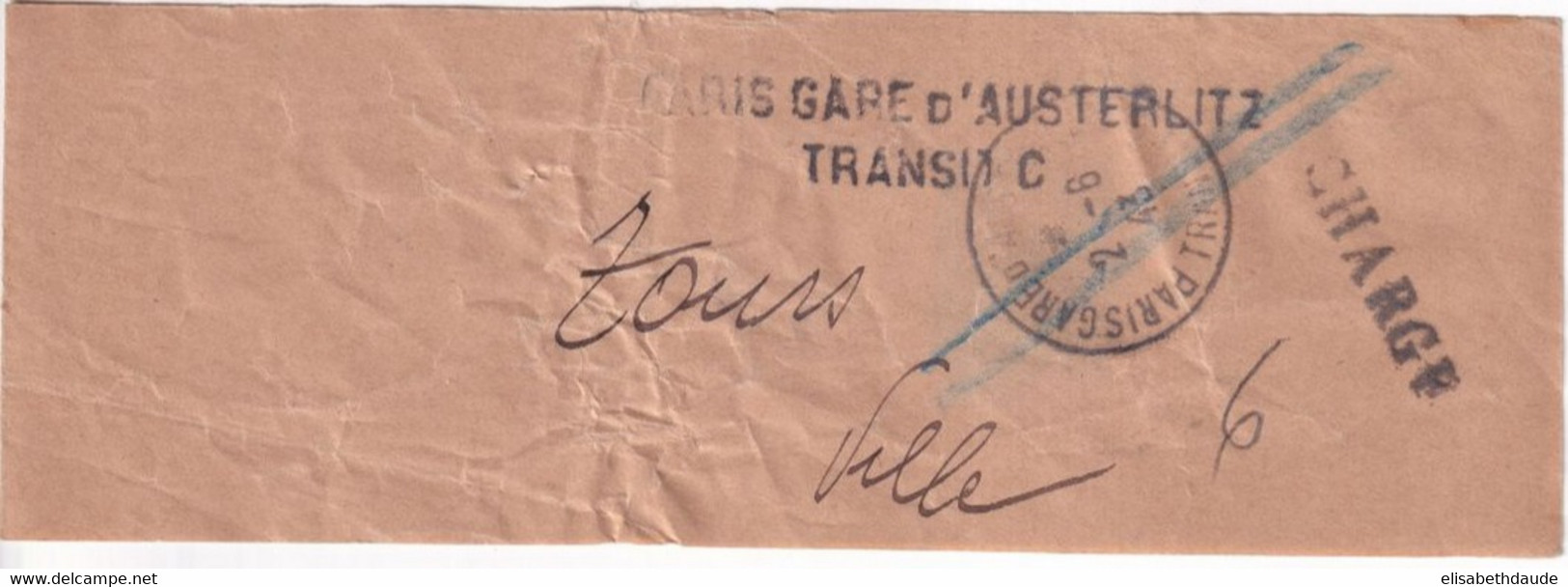 1943 - BANDE ENTIER SEMEUSE 15c ANNULATION Pour SERVIR De COLLIER De SAC POSTAL ! COTE = 300EUR.PARIS AUSTERLITZ TRANSIT - Wikkels Voor Tijdschriften