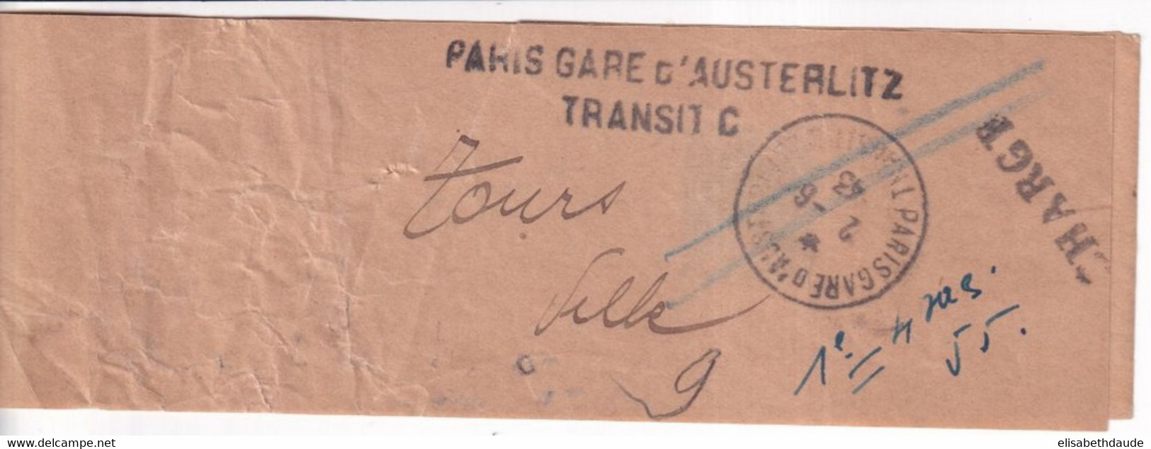 1943 - BANDE ENTIER 15c SEMEUSE ANNULEE Pour SERVIR De COLLIER POSTAL ! - COTE = 300 EUR - PARIS AUSTERLITZ TRANSIT C - Bandes Pour Journaux