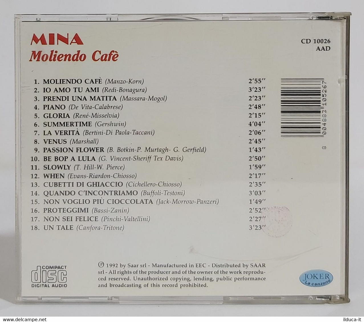 I102264 CD - Mina - Moliendo Cafè - Joker 1992 - Andere - Italiaans