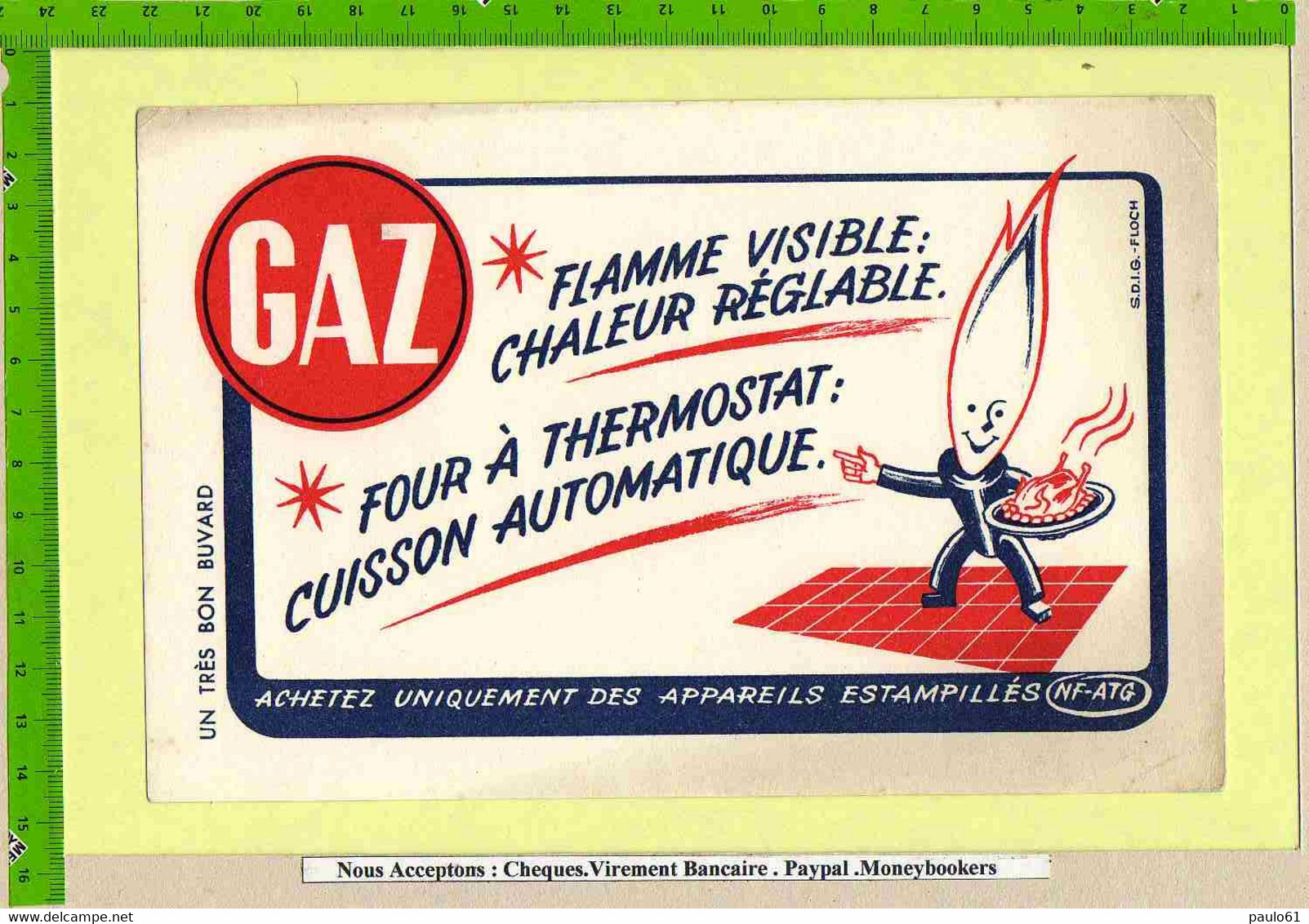 Buvard :GAZ : Four A Thermostat Cuisson Automatique Gaz - Electricité & Gaz