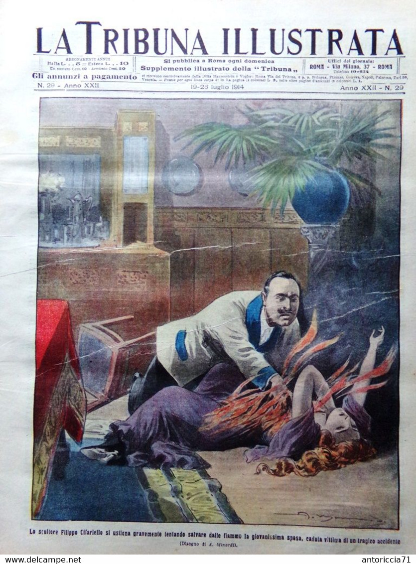 La Tribuna Illustrata 19 Luglio 1914 WW1 Arciduca Sarajevo Besnard Boito Kaiser - Weltkrieg 1914-18