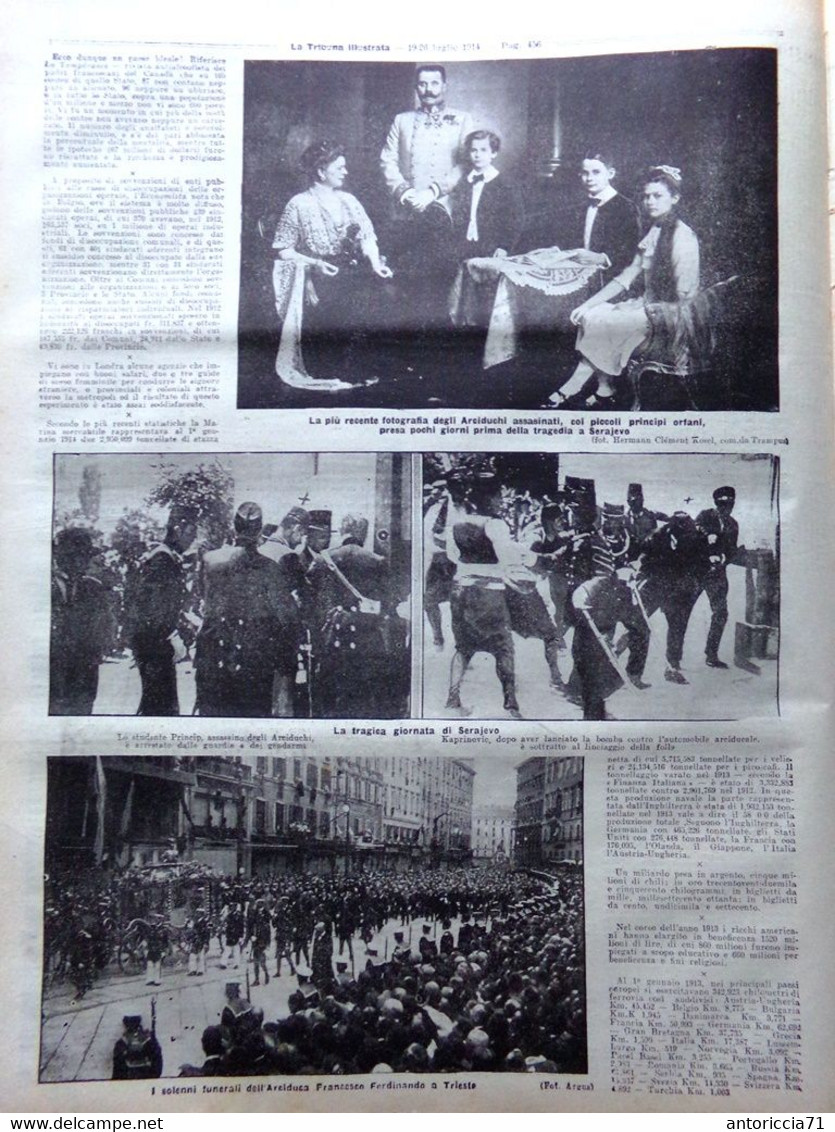 La Tribuna Illustrata 19 Luglio 1914 WW1 Arciduca Sarajevo Besnard Boito Kaiser - Guerre 1914-18
