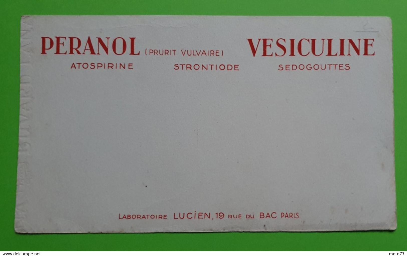 Buvard 966 - Laboratoire Lucien - PERANOL VESICULINE - Etat D'usage : Voir Photos- 21x12 Cm Environ - Vers 1950 - Produits Pharmaceutiques